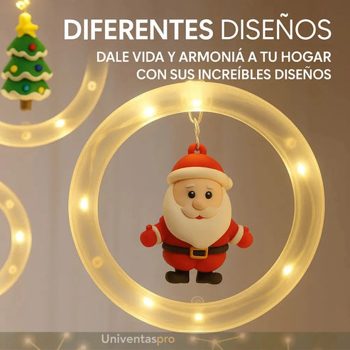 Cortina LED Cálida De Aros navideños